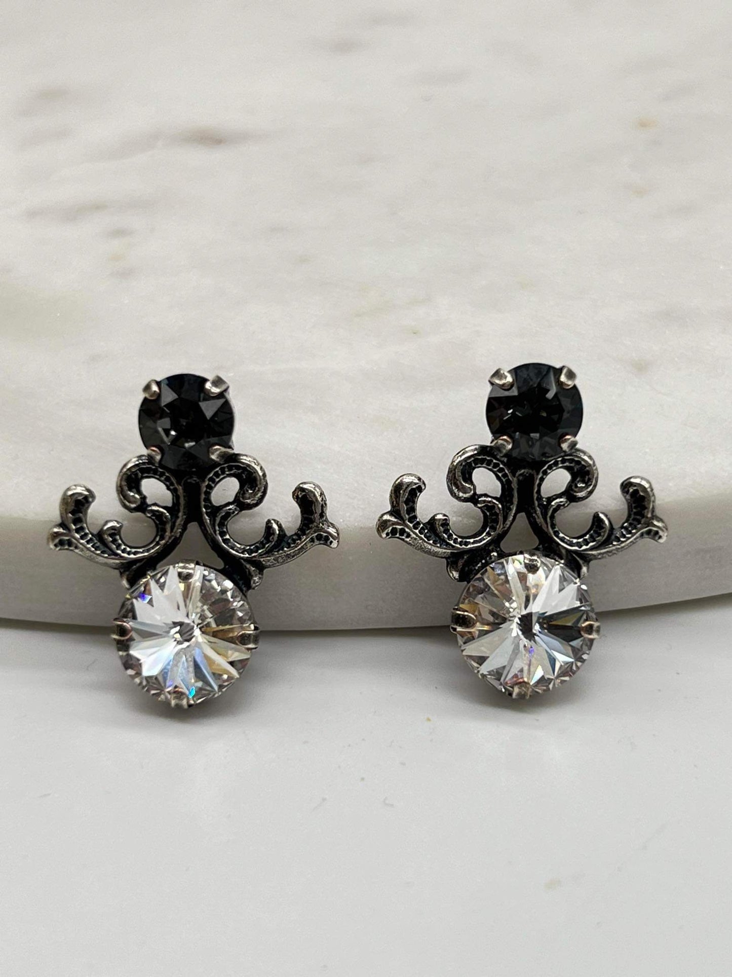 Vintage Black and White Earrings