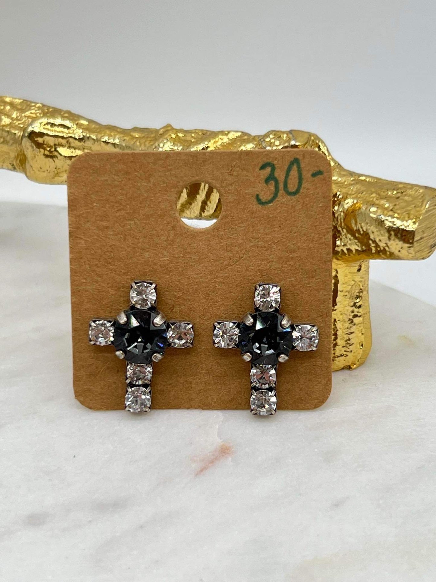 Black and White Cross Stud Earrings