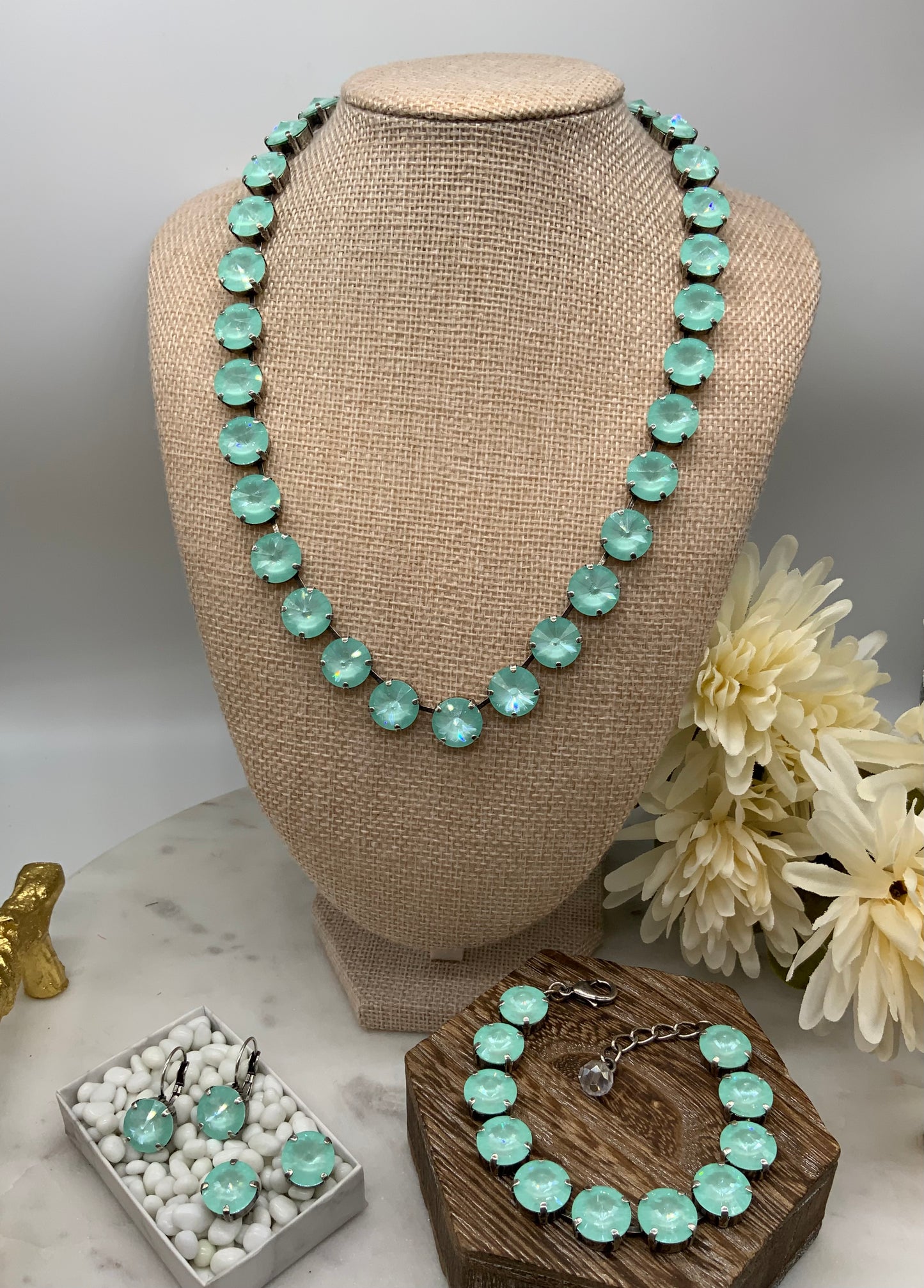 DANCE FUNDRAISER - 12mm Mint Green Full Necklace and Matching pieces
