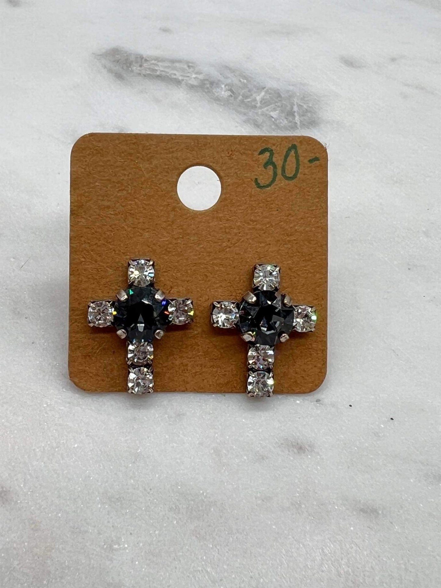 Black and White Cross Stud Earrings