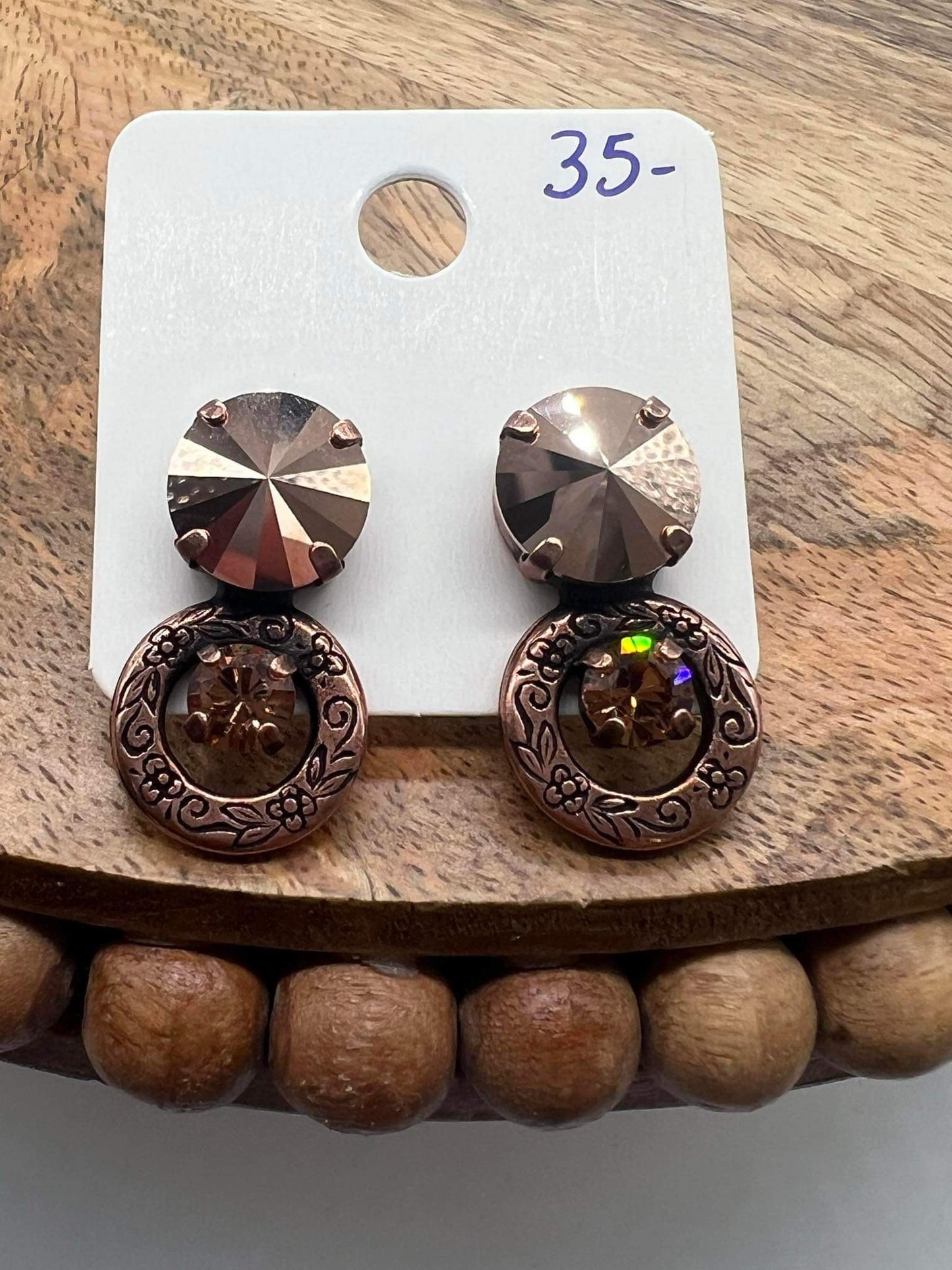 Rose Gold Brown Earrings