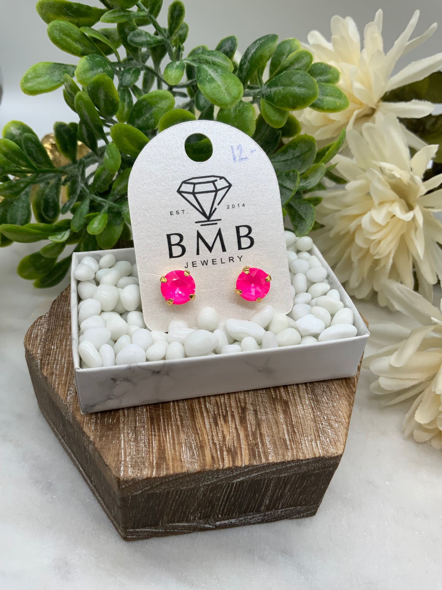 8mm Hot Pink Earrings