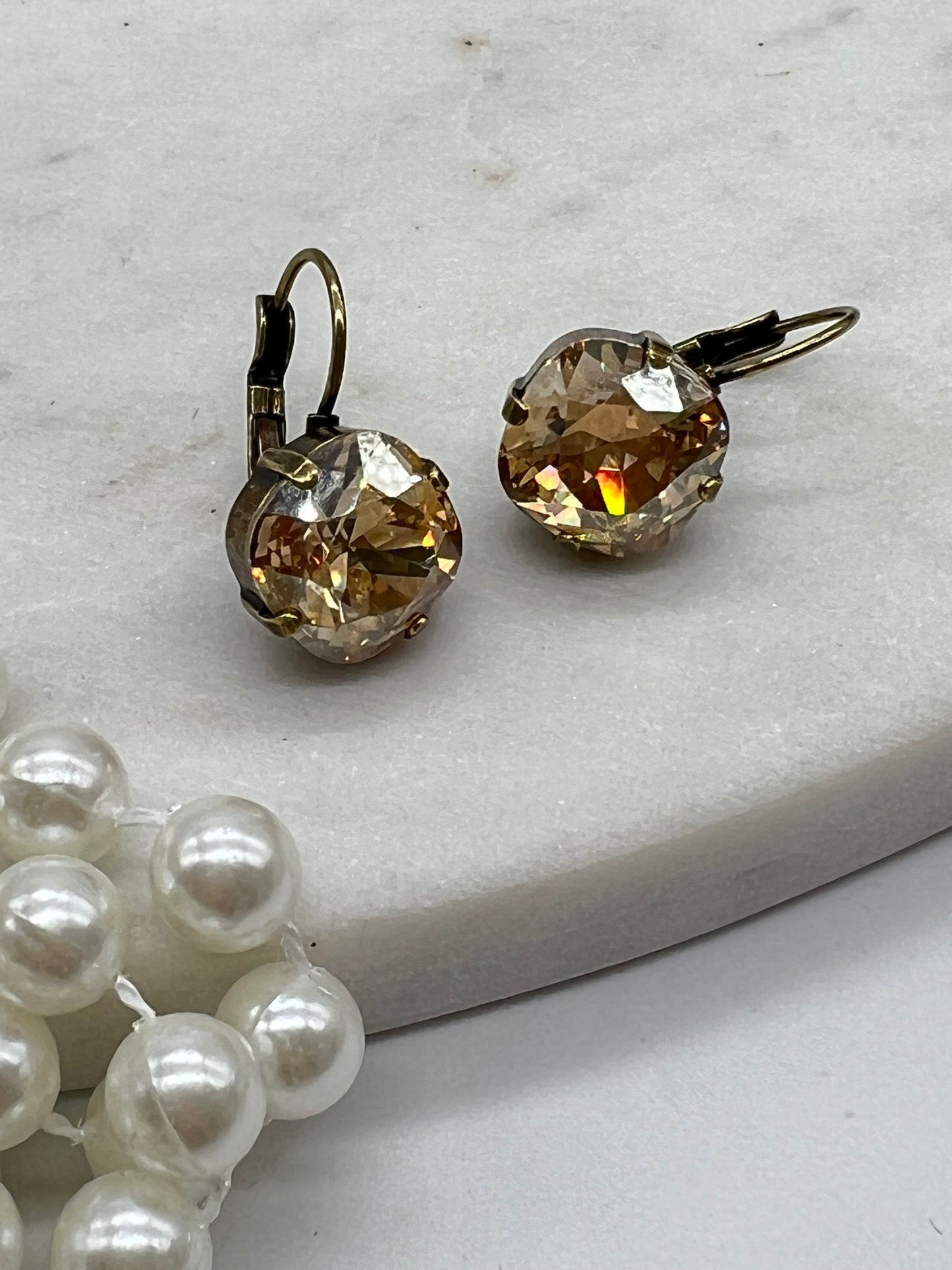 Cushion Cut Golden Shadow Earrings