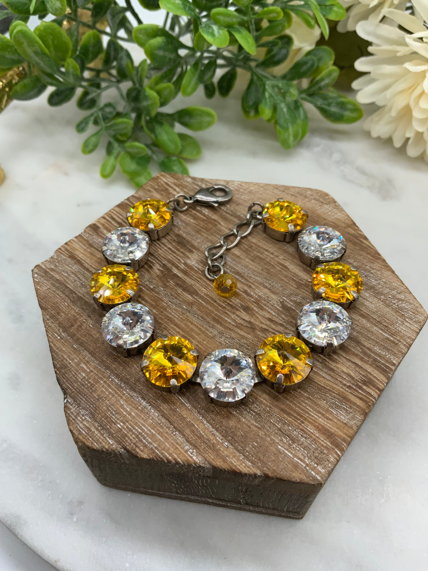 12mm Yellow & Crystal Bracelet with matching set options