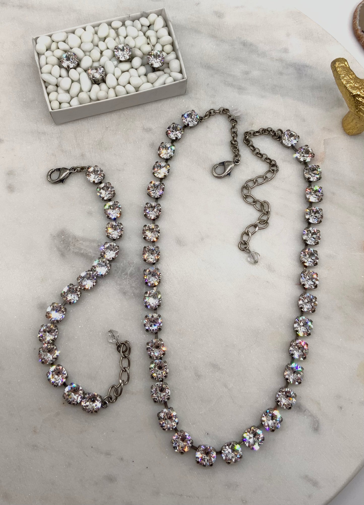 8mm Full Crystal Necklace and Matching Bracelet / Earrings