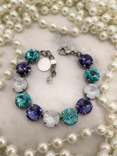 12mm Aquamarine, Purple and Milky White Bracelet and Matching Pieces