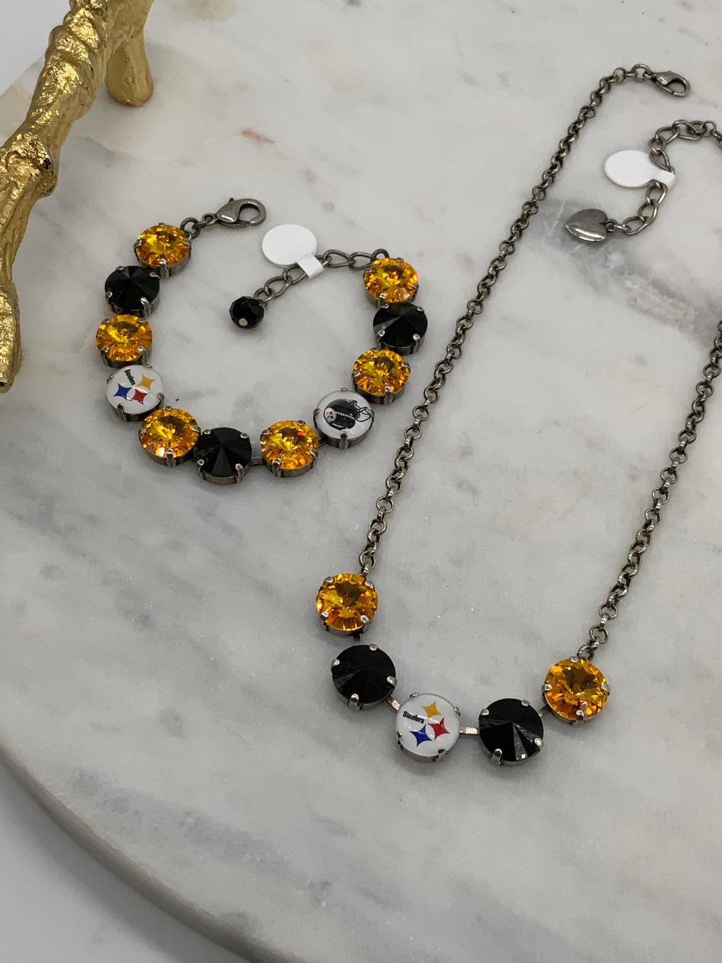 Black & Gold 5 stone Necklace
