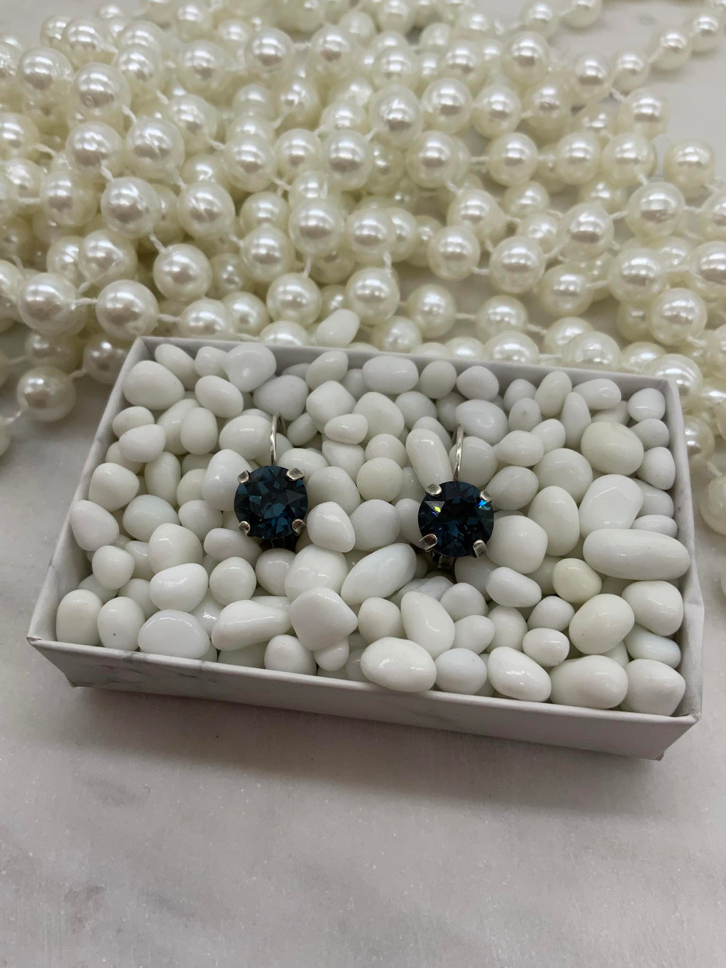 8mm Montana Blue earrings - stud or dangle