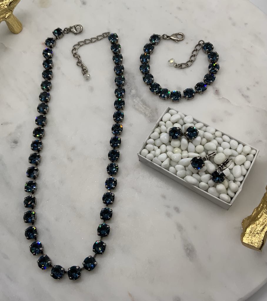 MRS CLAUS FUNDRAISER - 8mm Full Blue Crystal Necklace and Matching pieces