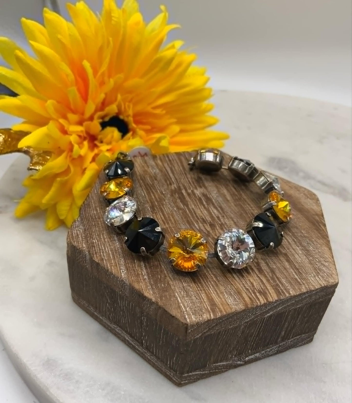 12mm Black & Gold Full Necklace and Matching Bracelet / Earrings