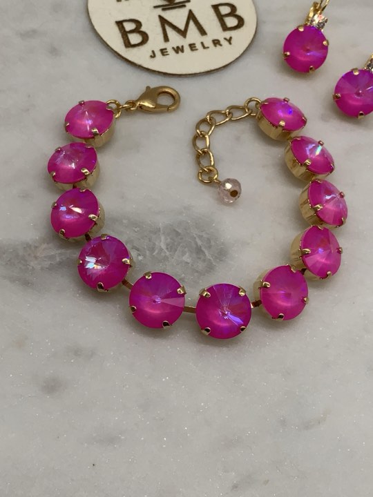 12mm Specialty Hot Pink Bracelet and Matching Pieces