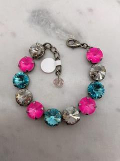 12mm Hot Pink and Turquoise Full Necklace and Matching pieces
