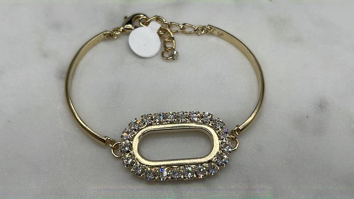 Gold Oval Semi-Bangle Bracelet