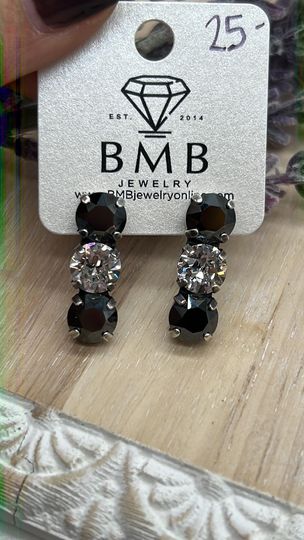 8mm Three Dangle Stud Earrings