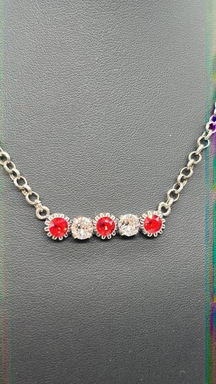 Crystal and Red Bar Necklace