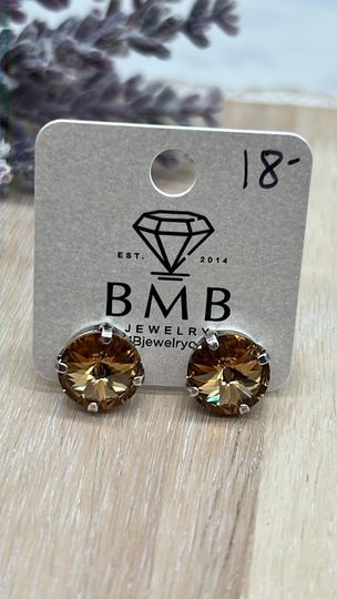 12mm Stud Earrings - Light Brown