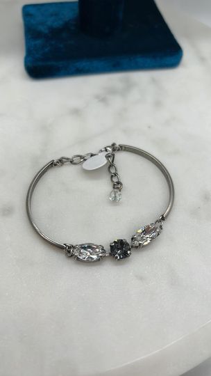 Crystal and Black Semi-Bangle Bracelet