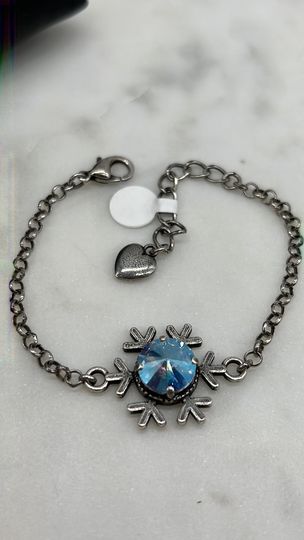 12mm Snowflake Bracelet - Specialty purple/blue shimmer crystal
