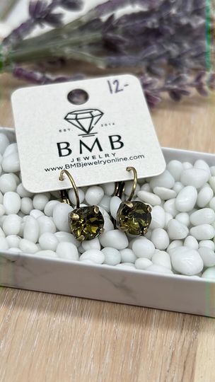 8mm dangle earrings-Antique Brass - Army Green