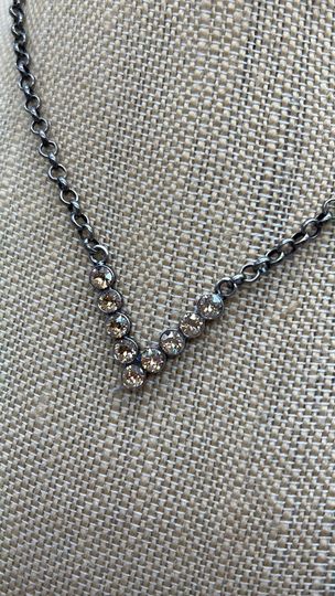 V Necklace - Crystal Golden Shadow