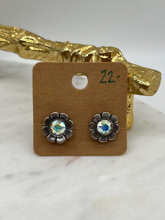 AB Flower Stud Earrings