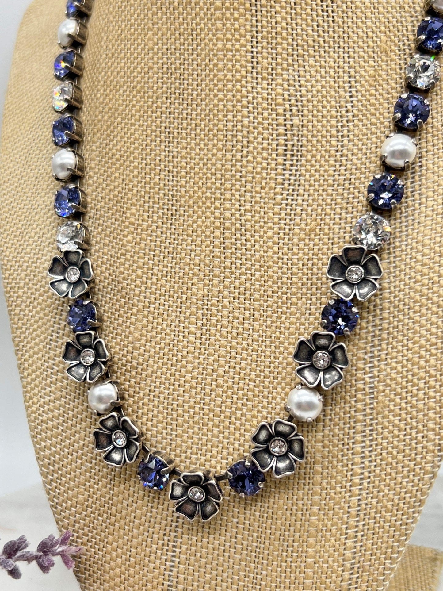 Tanzanite Pearl Flower Necklace