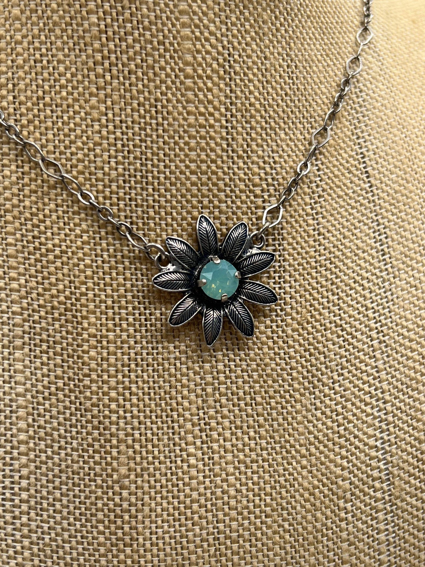 Pacific Opal Crystal Flower Necklace