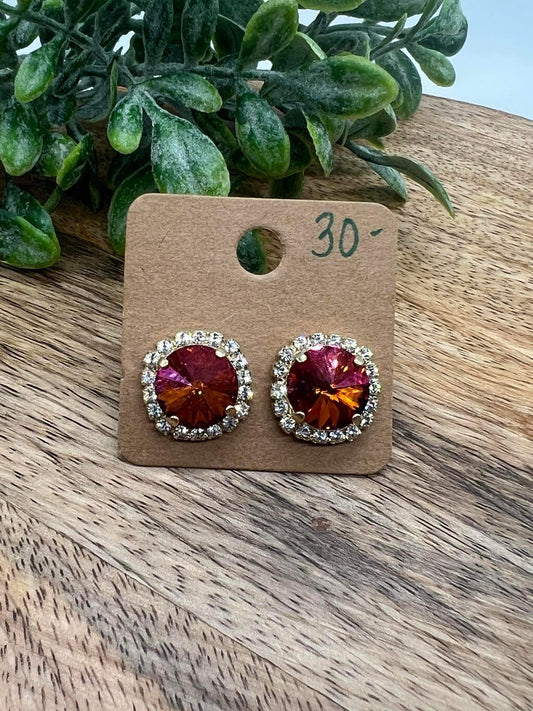 Orange Pink Halo Earrings