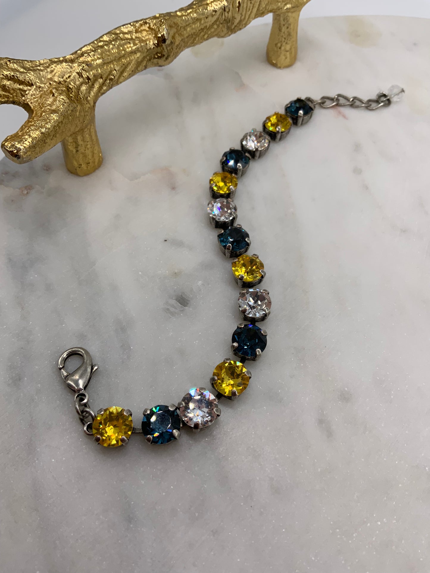 8mm Bracelet with Montana Blue, Golden topaz, and Crystal