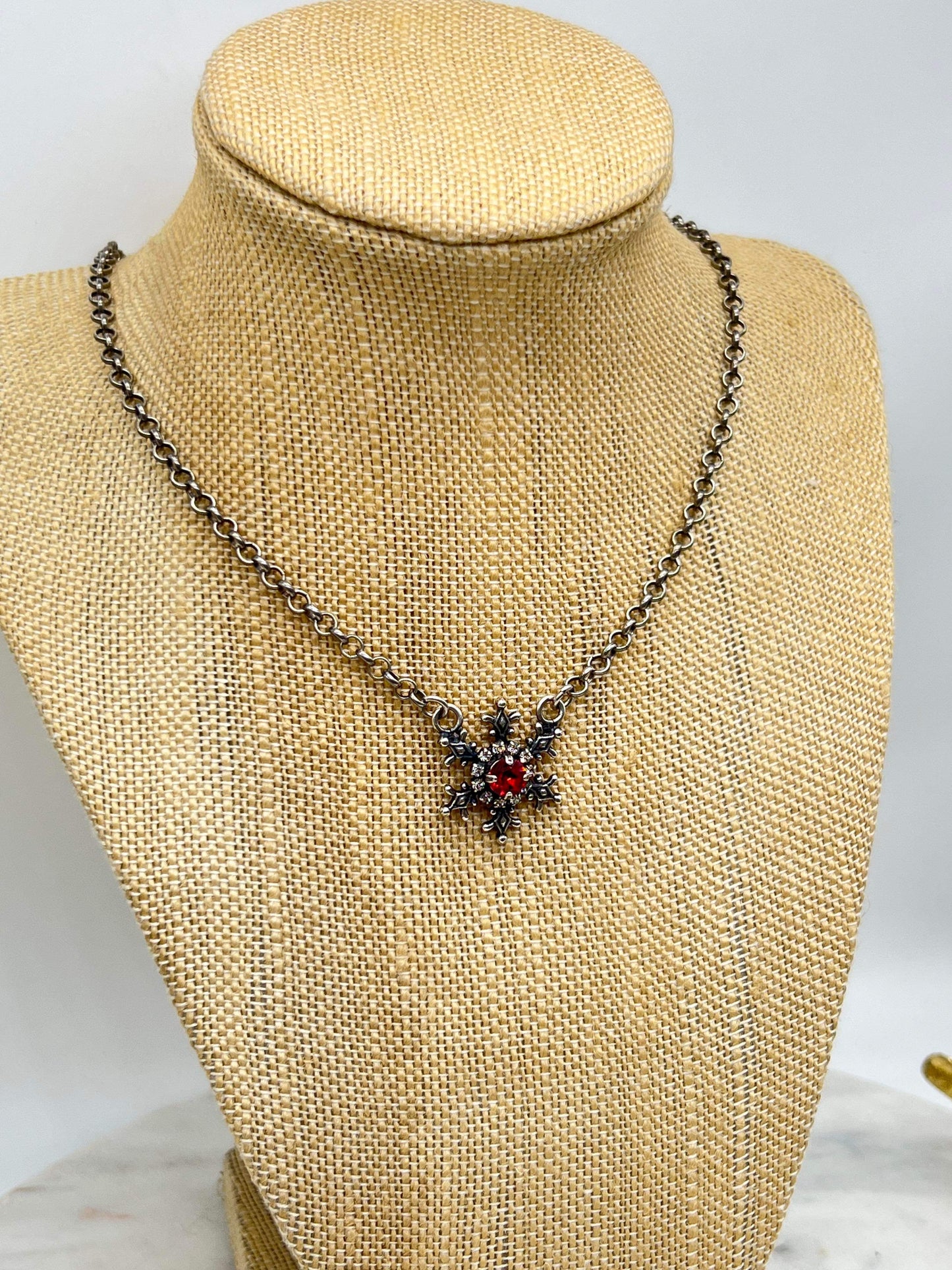 Red Snowflake Necklace
