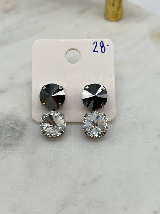 Classic Black and White Stud Earrings