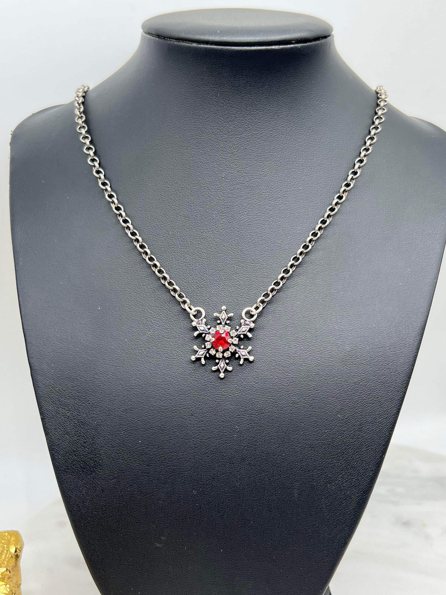 Red Snowflake Necklace