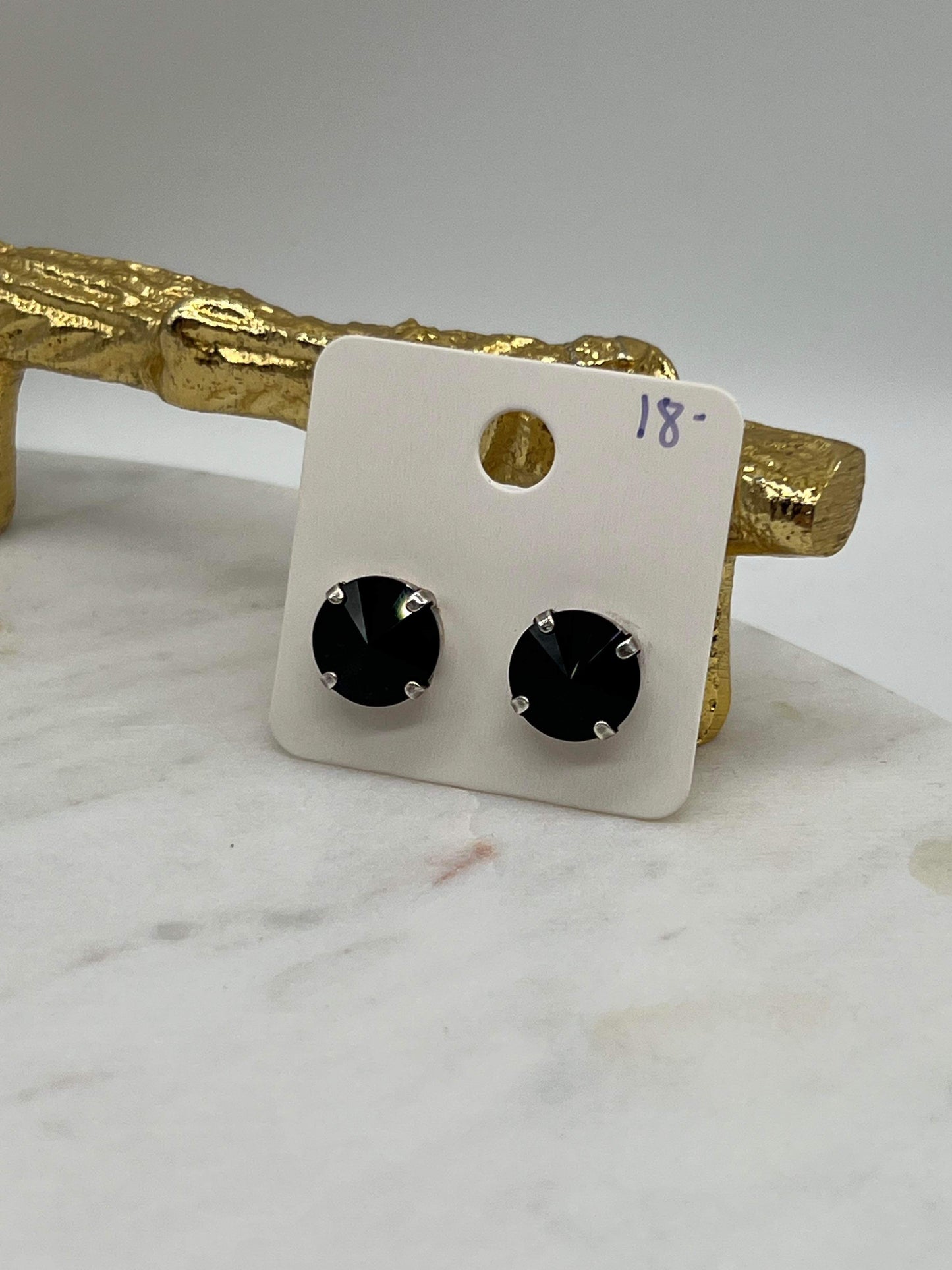 Jet Black Stud Earrings