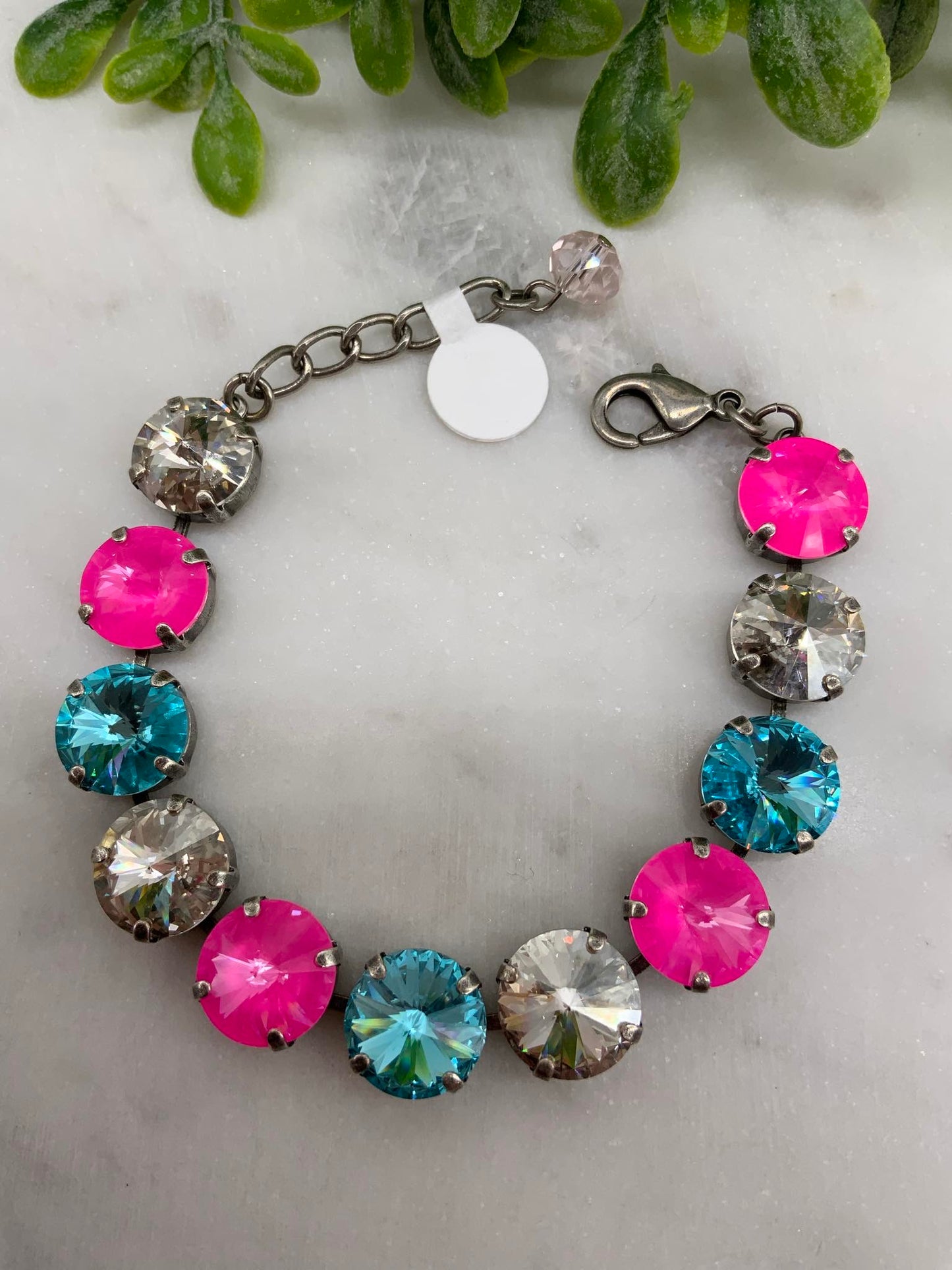 Hot pink, Turquoise, and Crystal 12mm Set