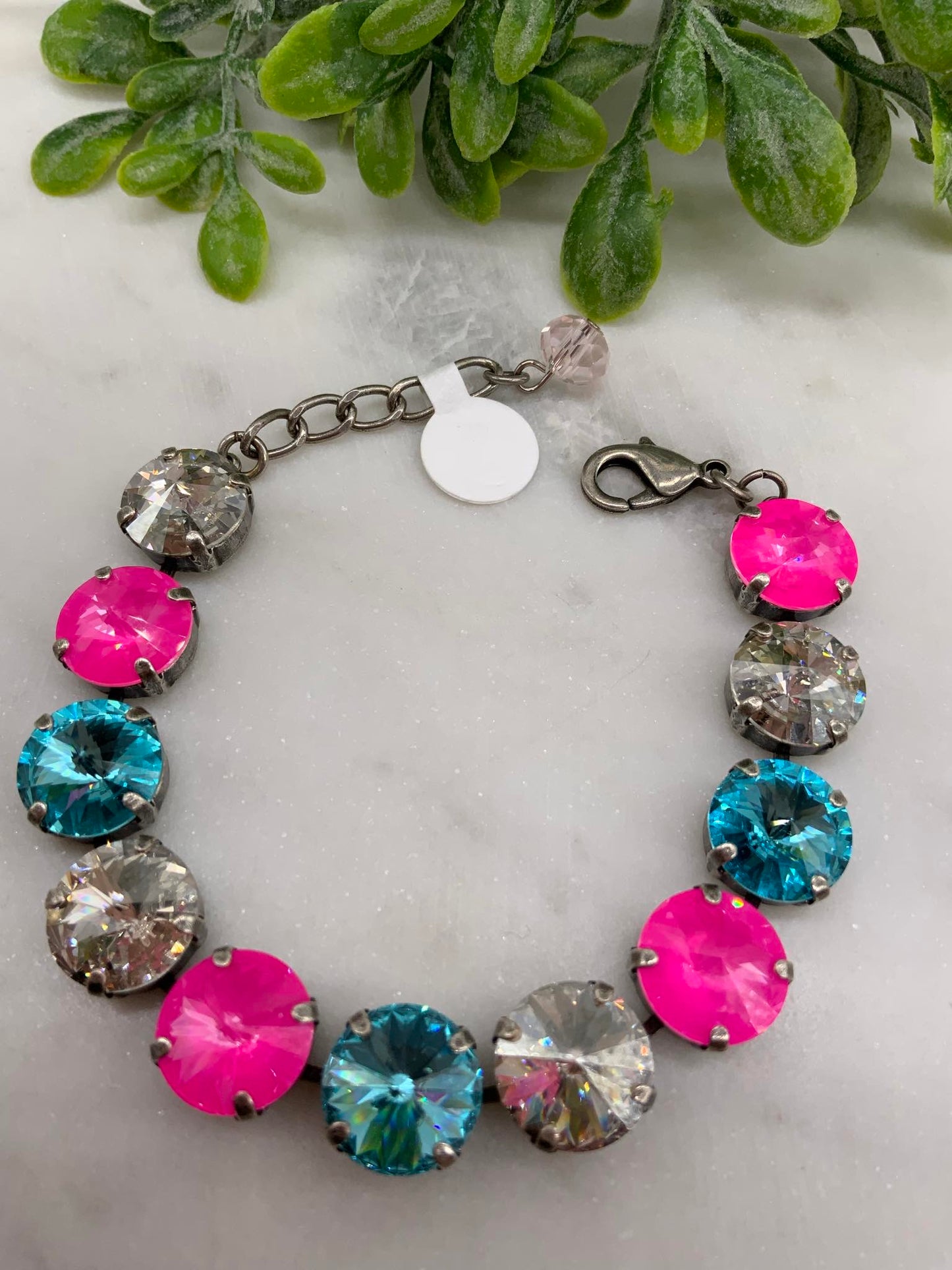 Hot pink, Turquoise, and Crystal 12mm Set