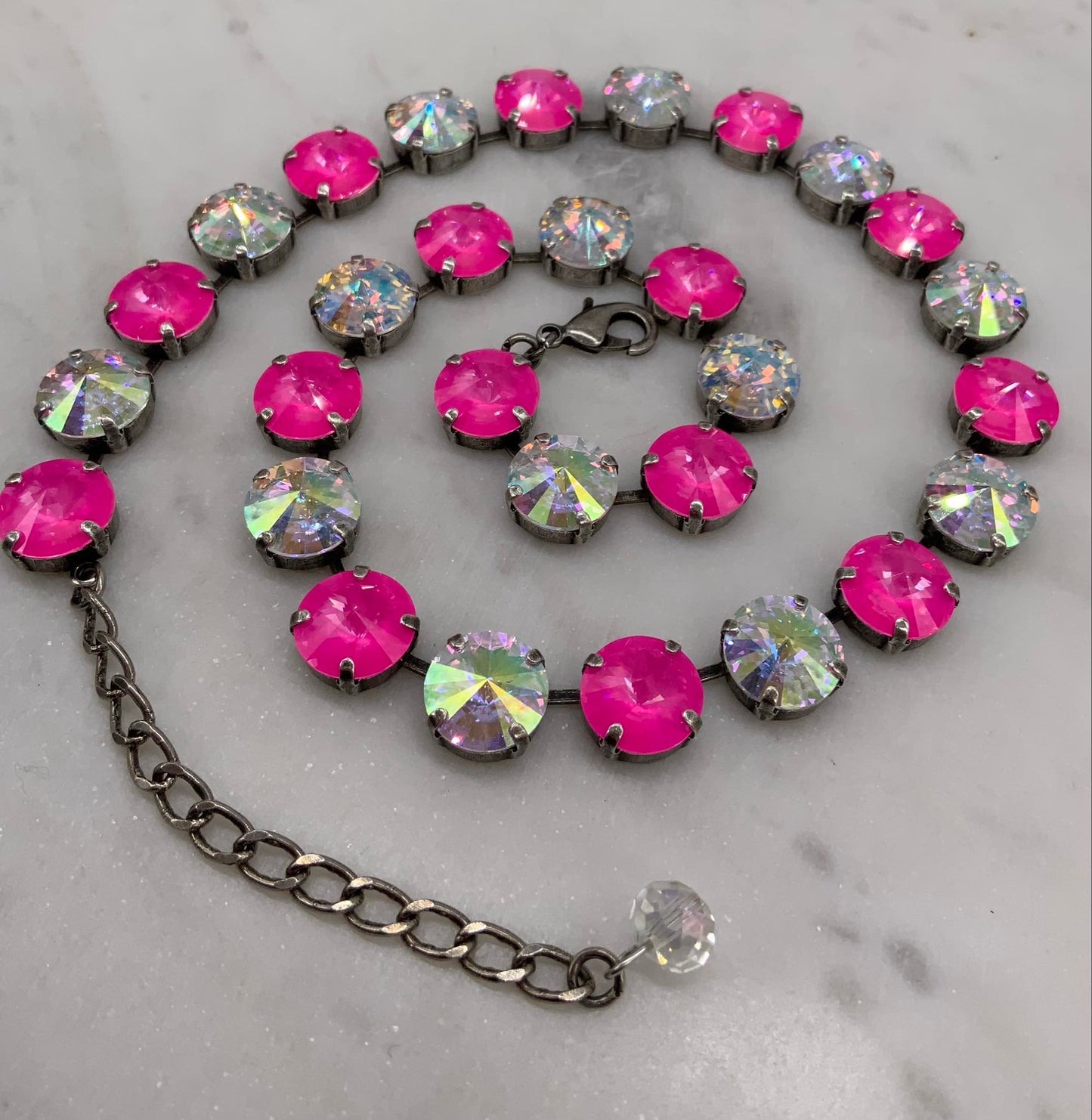 Hot Pink and Crystal AB 12mm Set