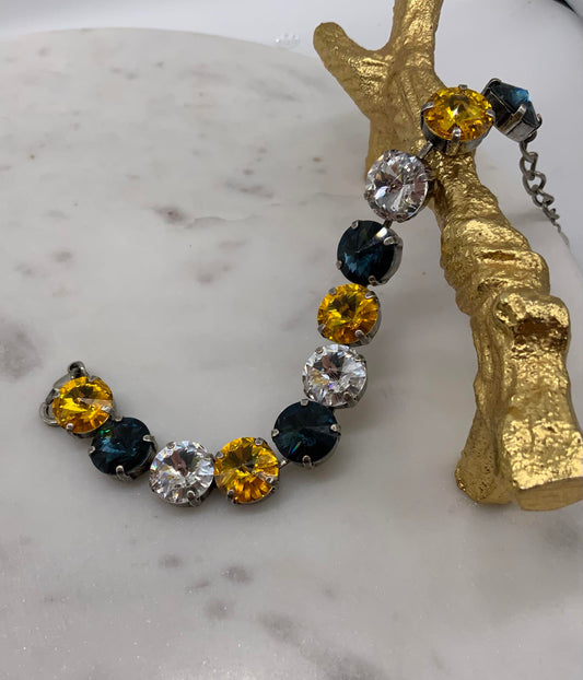 12mm Bracelet with Montana Blue, Golden topaz, and Crystal