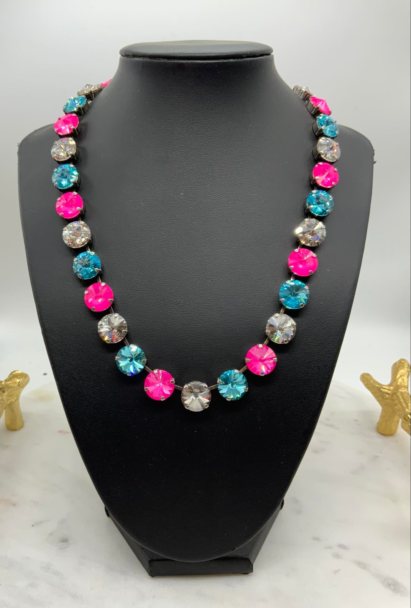 Hot pink, Turquoise, and Crystal 12mm Set