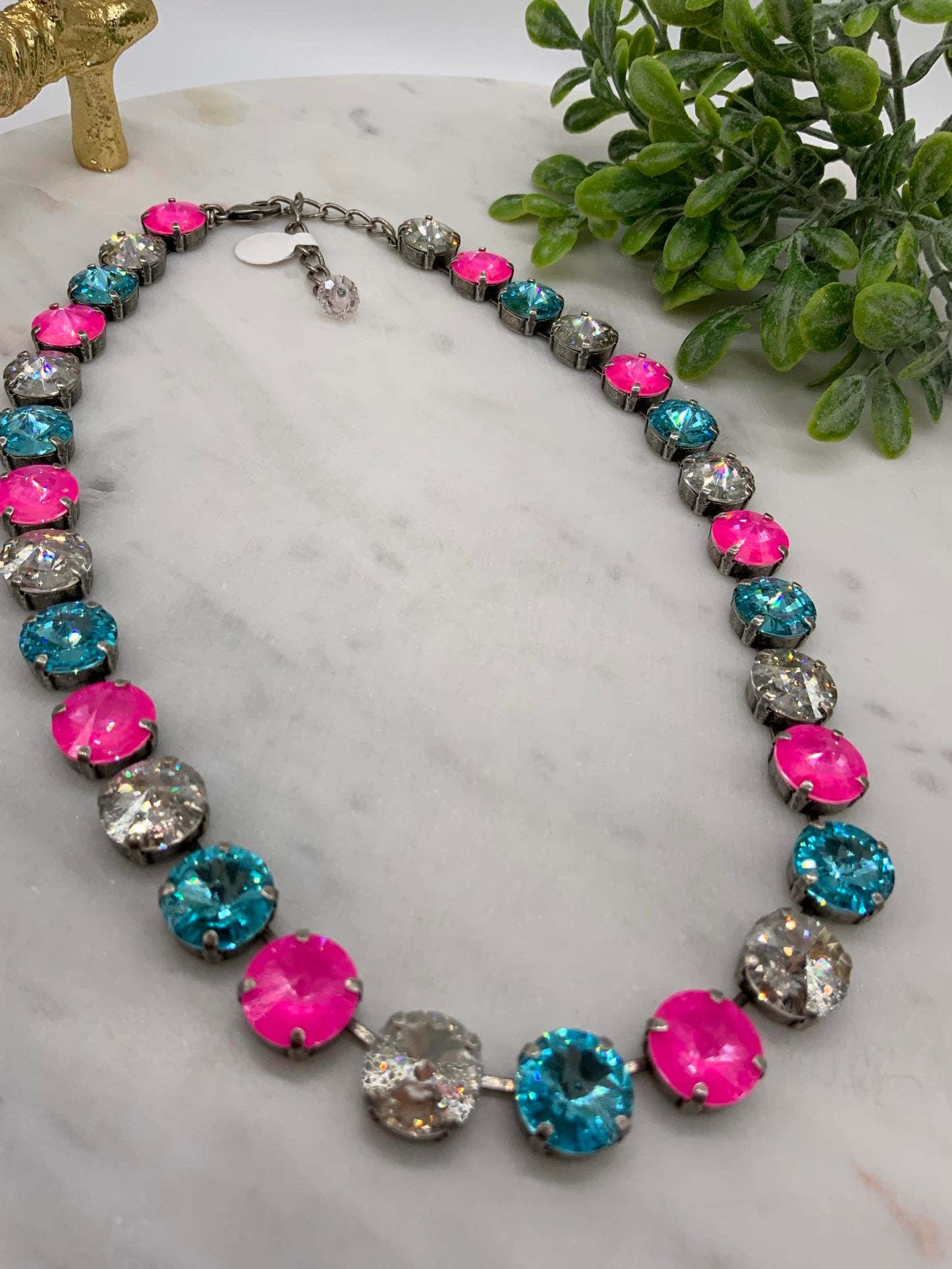 Hot pink, Turquoise, and Crystal 12mm Set