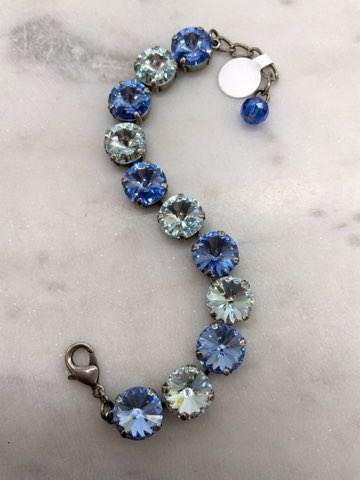 12mm Blue and Crystal Bracelet and Matching Necklace / Earrings