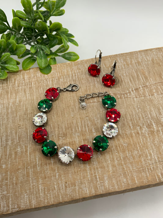MRS CLAUS  FUNDRAISER - 12mm Full Christmas Bracelet and Earrings