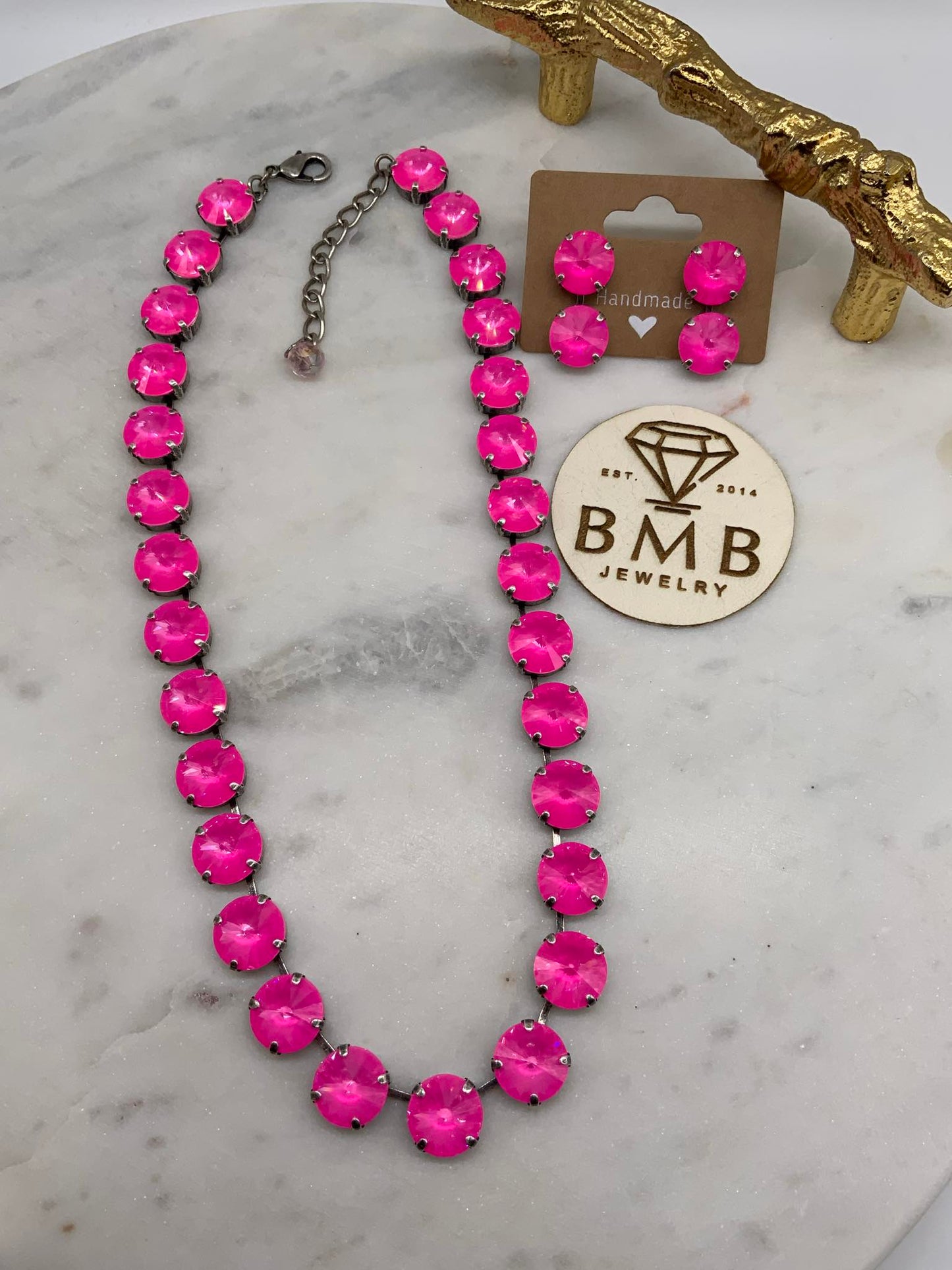 12mm Hot Pink Full Necklace and Matching pieces