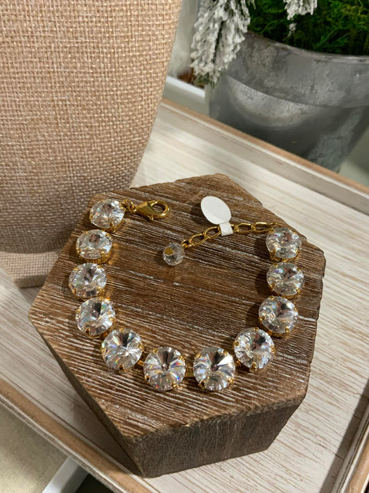 12mm Crystal Bracelet with Gold metals and Matching Pieces