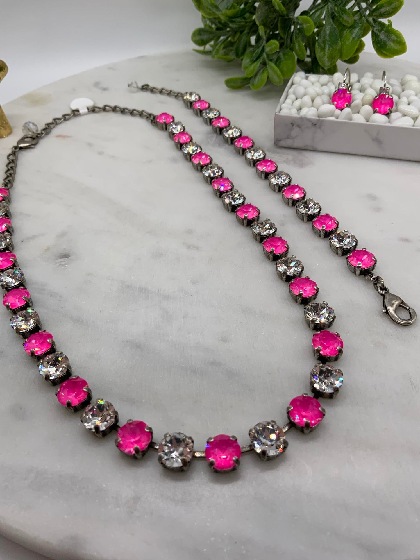 Hot Pink and Crystal 8mm Set