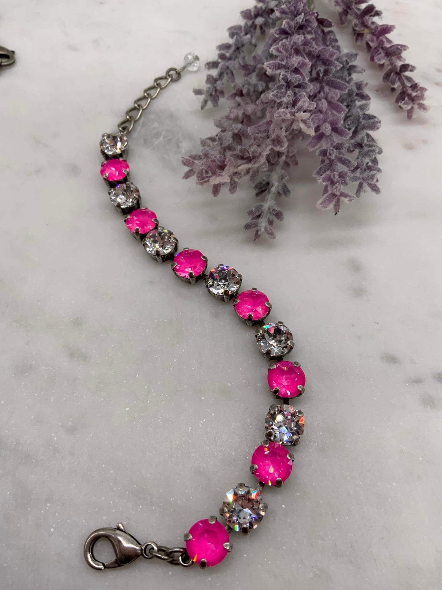 Hot Pink and Crystal 8mm Set