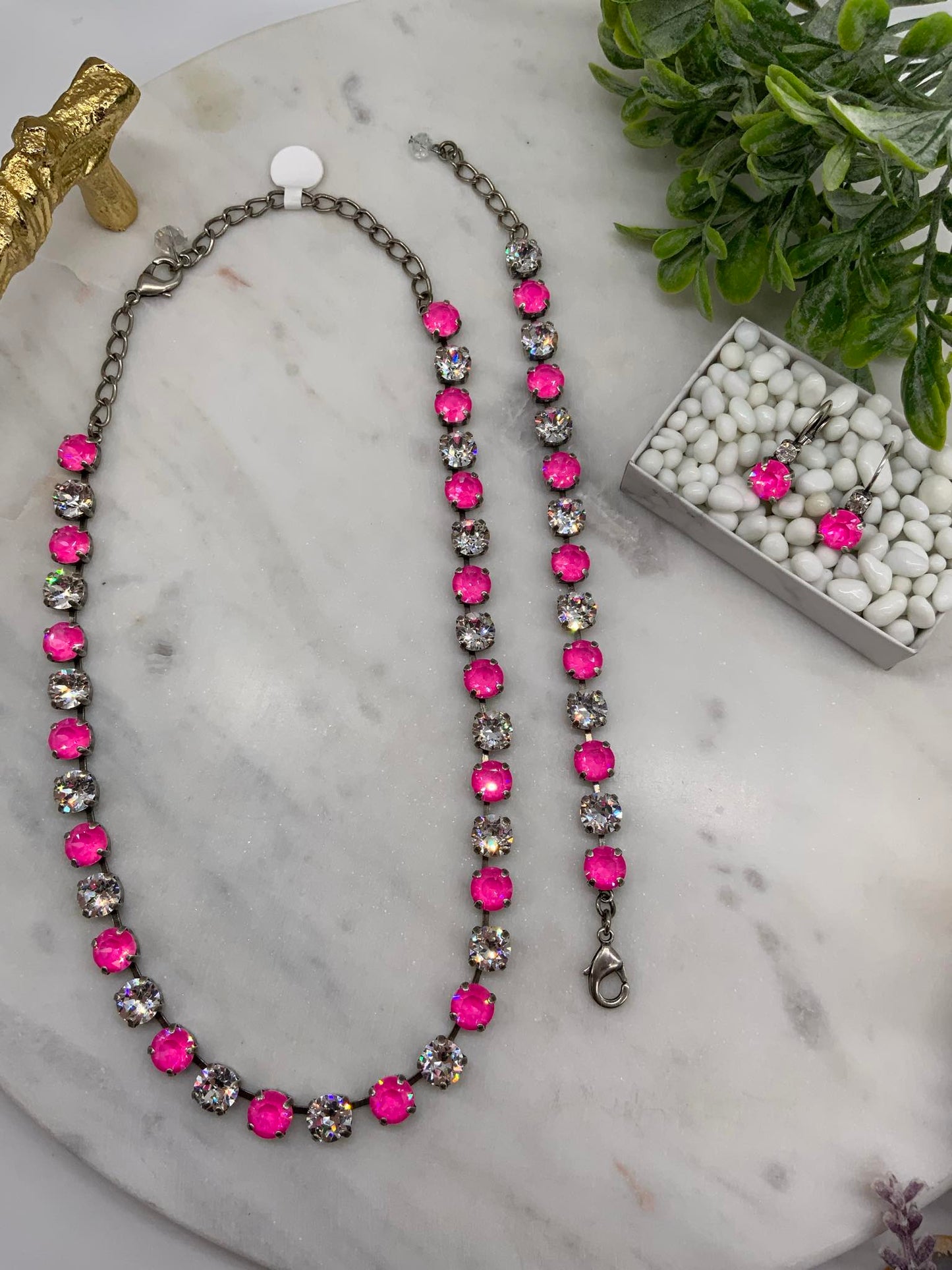 Hot Pink and Crystal 8mm Set