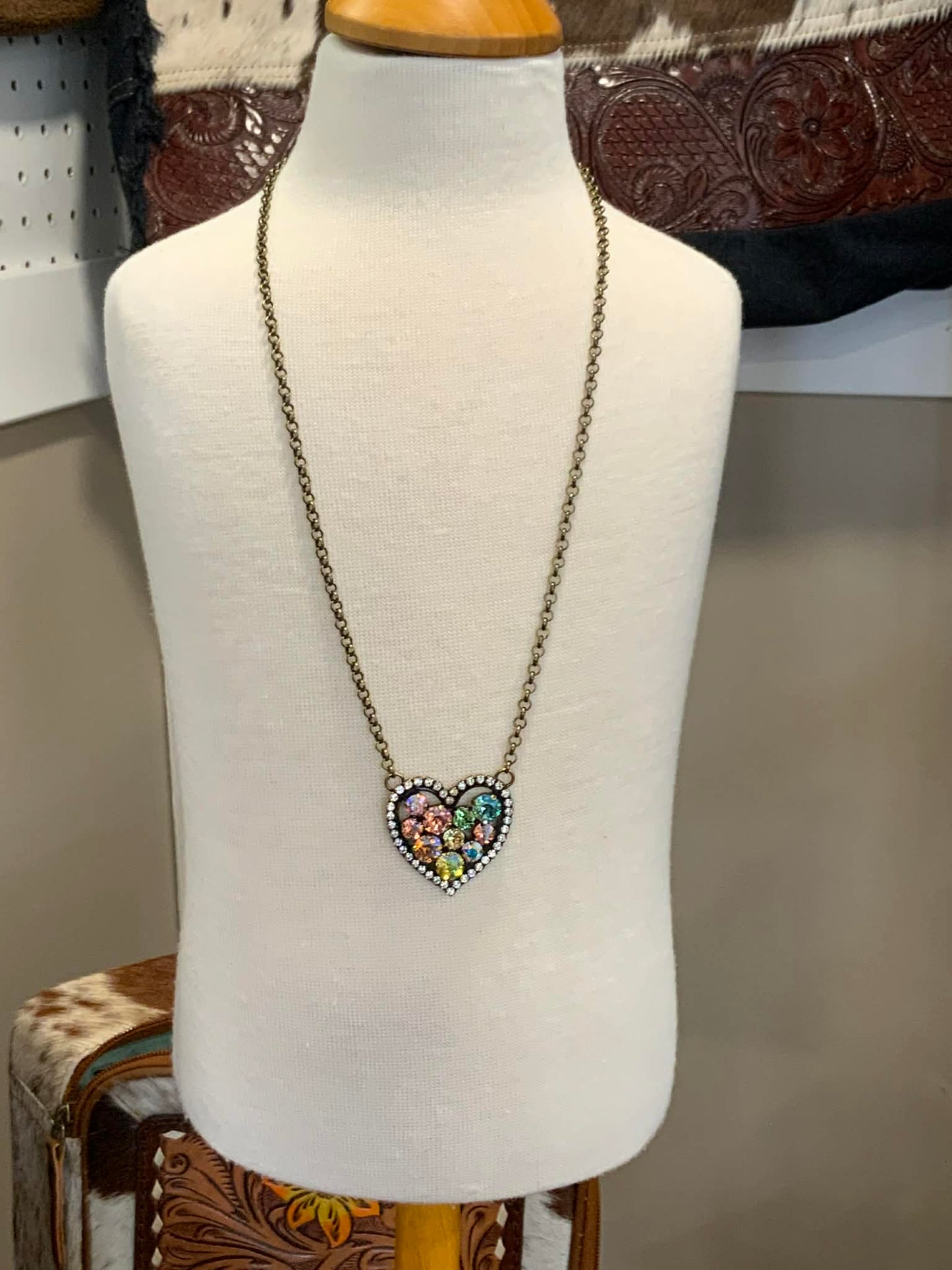 Heart Necklace with Various Crystal Shades