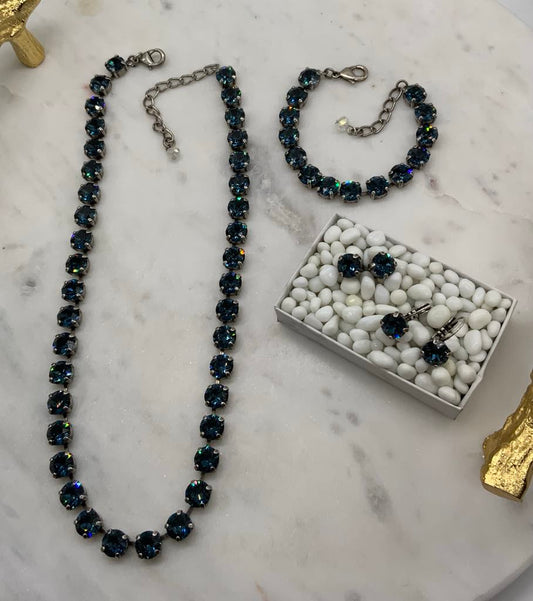 MRS CLAUS FUNDRAISER - 8mm Full Blue Crystal Necklace and Matching pieces