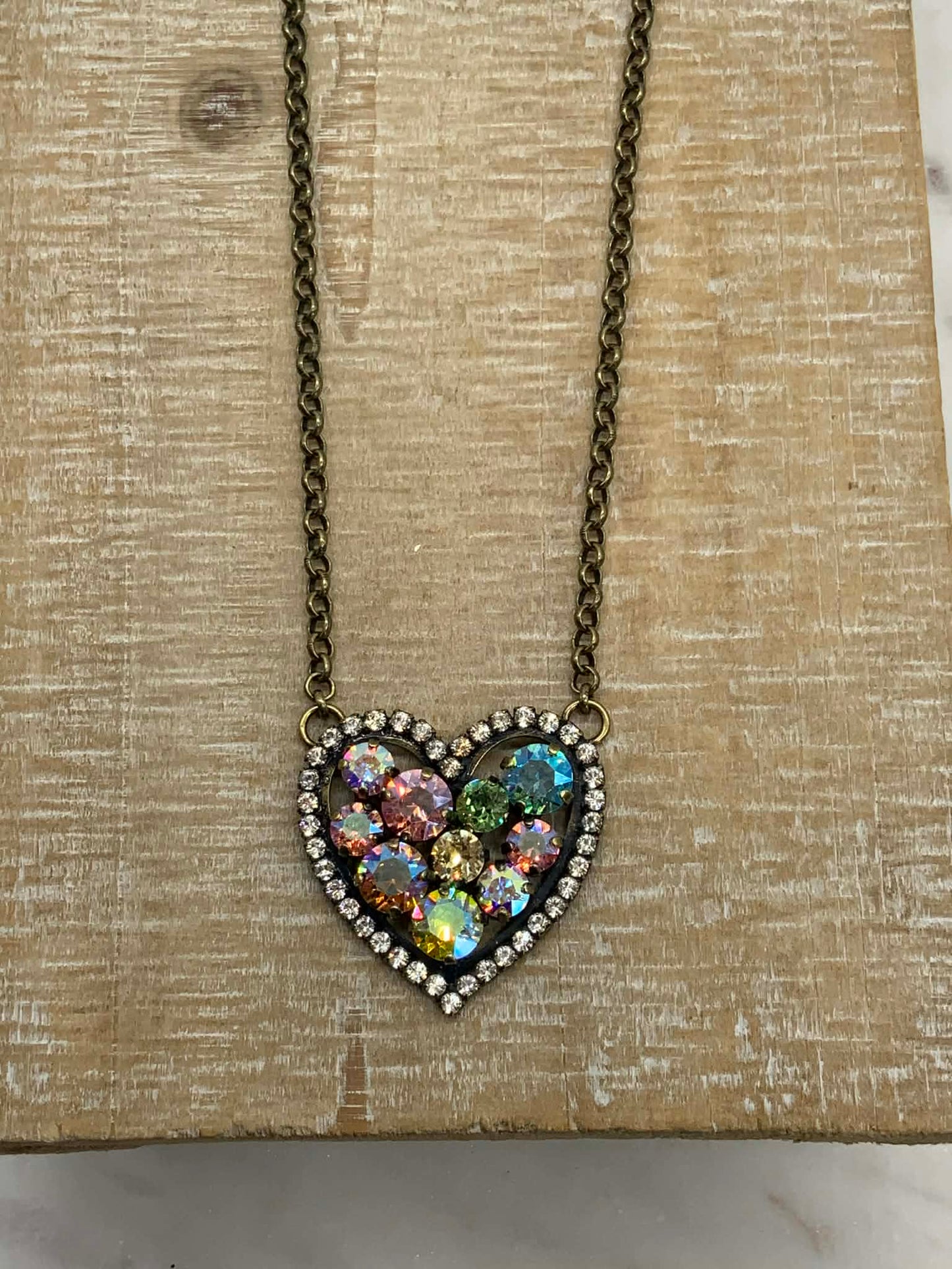 Heart Necklace with Various Crystal Shades