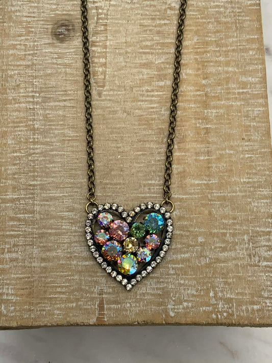 Heart Necklace with Various Crystal Shades